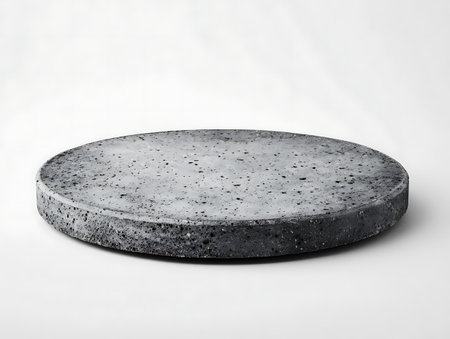 3d rendering of a round stone pedestal on a white backgroundの写真素材
