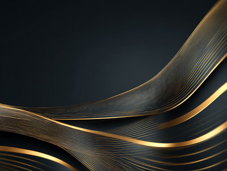 Abstract black and golden wavy background. Vector illustration eps10の写真素材