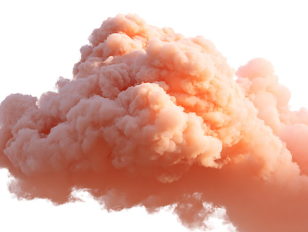 3D illustration of a huge cloud of smoke on a white backgroundの写真素材