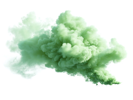 Green smoke on a white background. 3d rendering, 3d illustration.の写真素材