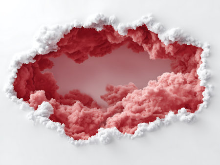 Heart shaped cloud on white background. 3D render. Love conceptの写真素材