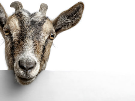 Portrait of a goat on a white background. Isolated.の写真素材