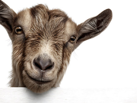 Portrait of a goat on a white background. Isolated.の写真素材