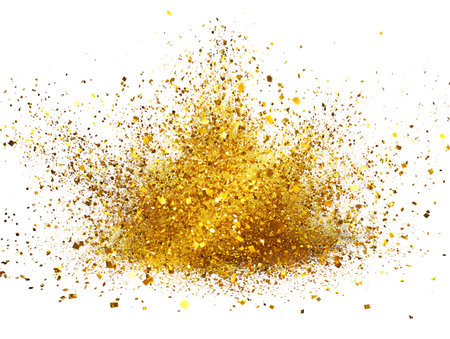 Gold glitter explosion isolated on white background. Vector illustration. Eps 10.の写真素材