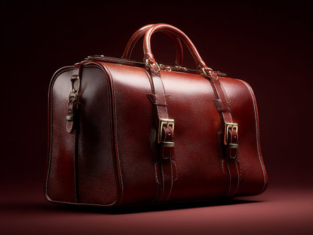 Vintage leather briefcase on a dark background. 3d renderingの写真素材