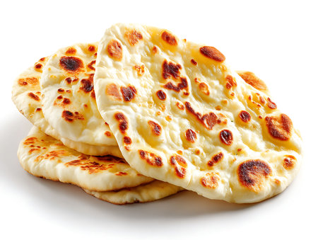 Indian flatbread isolated on white background. Clipping path included.の写真素材