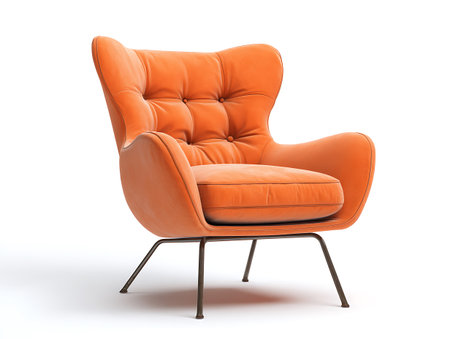 Modern orange armchair isolated on white background. 3d render illustrationの写真素材