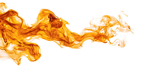 Fire flames isolated on white background, abstract fire patterns on black backgroundの写真素材