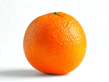 Orange isolated on white background. Clipping path included for easy extraction.の写真素材