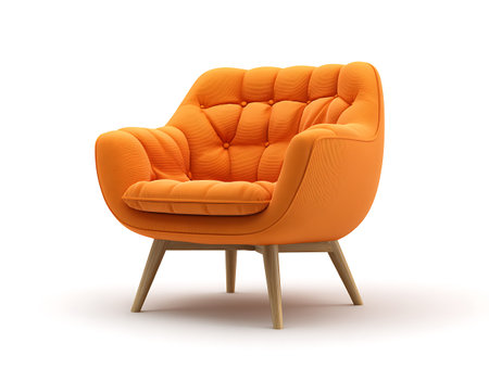 Modern orange armchair isolated on white background. 3d render illustrationの写真素材