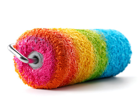 Colorful paint roller isolated on white background. Clipping path included.の写真素材