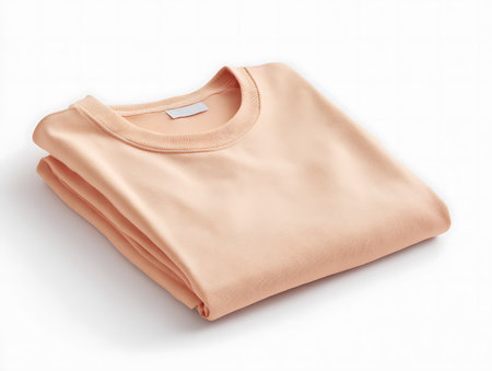 close up of  a folded t-shirt on white background with clipping pathの写真素材