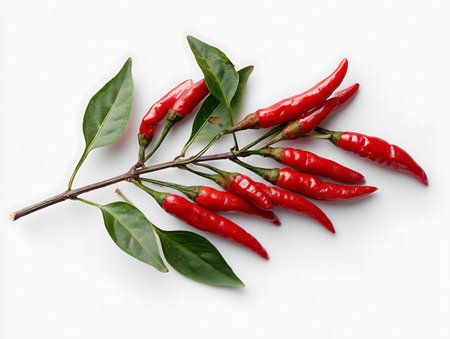 Red chili peppers isolated on white background, clipping paths included in fileの写真素材