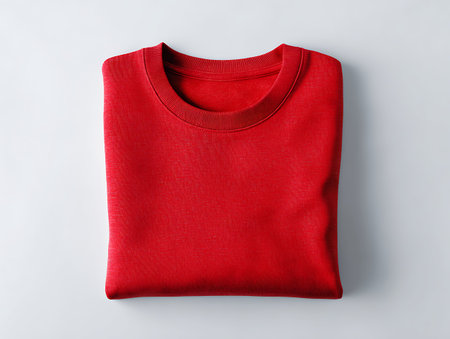 Red t-shirt isolated on white background. Clipping path included.の写真素材