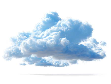 Blue fluffy cloud isolated on white background. 3d render illustration.の写真素材