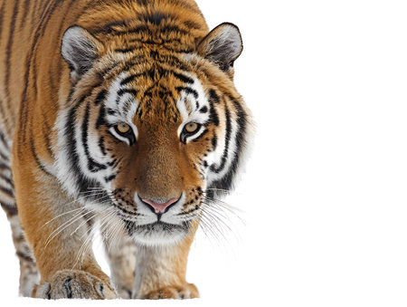 Close-up of a tiger on a white background. Isolatedの写真素材