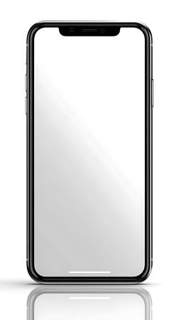 Realistic smartphone with blank screen isolated on white background. Vector illustration.の写真素材