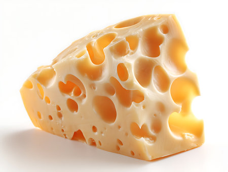 Cheese isolated on white background. Clipping path included in file.の写真素材