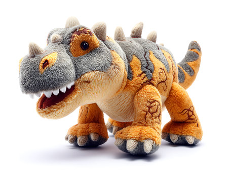 Dinosaur toy isolated on white background. Clipping path included.の写真素材