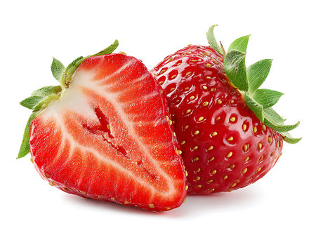 Strawberry isolated on white background. Clipping path included.の写真素材