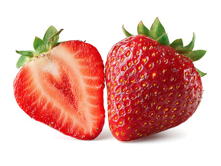 Strawberry isolated on white background. Clipping path included.の写真素材