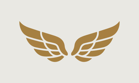 Elegant golden wings  design. Luxury wing icon.