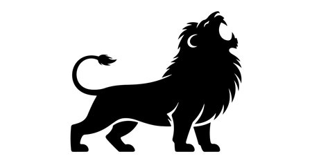 Black silhouette of a lion on a white background. Vector illustration.のイラスト素材