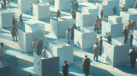 Group of business people standing in front of a wall, 3d renderingの写真素材