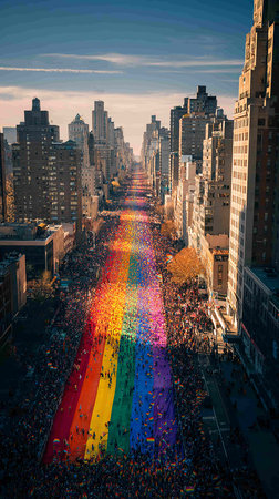 Crowds gather in Manhattan for the NYC Pride Parade.の写真素材