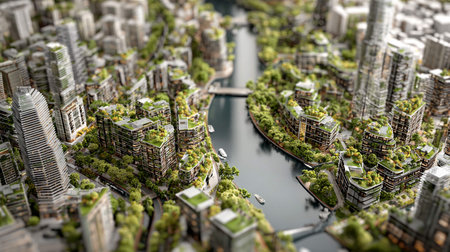 Miniature of a city. 3D rendering. Miniature cityの写真素材