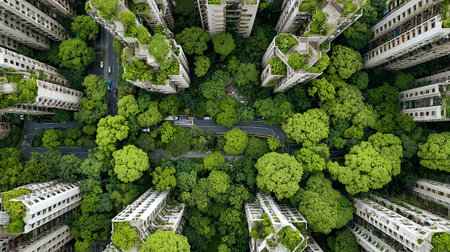 Aerial view of residential building in Hong Kong city, China.の写真素材
