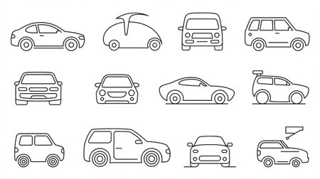 Car icons set. Outline illustration of car vector icons for webの写真素材
