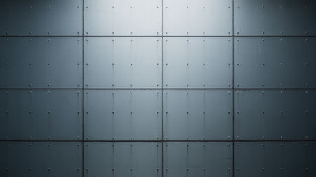 Metal wall with rivets. Industrial background. 3d rendering.の写真素材