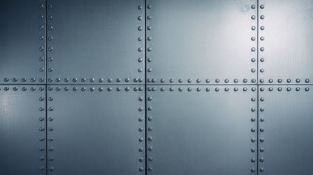 Metal background with rivets, close-up. Industrial background.の写真素材