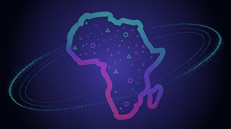 Map of Africa from particles, lines and points. Vector illustration.の写真素材