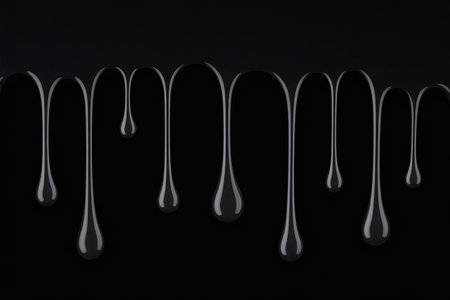 Black paint dripping isolated on black background. 3D rendering illustration.の写真素材