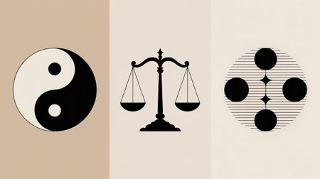 Symbol of harmony with yin and yang. Vector illustrationの写真素材
