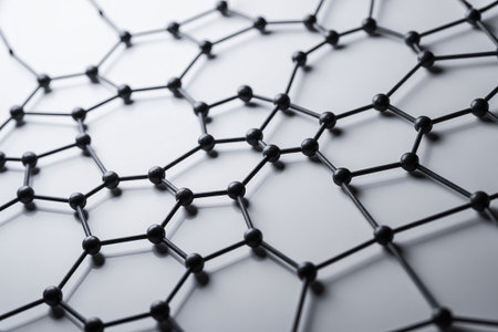 Close up of black and white molecular structure. Science and technology concept.の素材
