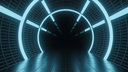 abstract futuristic tunnel corridor illustration background new quality universal colorful joyful cool nice stock imageの写真素材