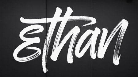 Hand drawn lettering of a word on a black background.の写真素材