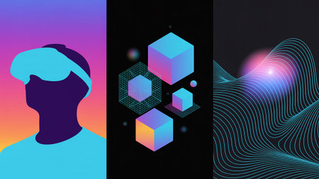 Abstract geometric background with man and cubes. Vector illustration. Eps 10の写真素材