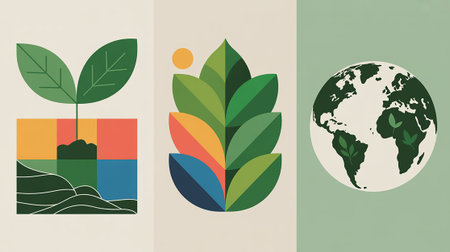Ecology icon set. World environment day. Vector illustration in flat styleの写真素材