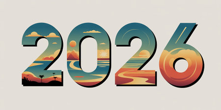 New Year's card in the style of the 20th century.の写真素材