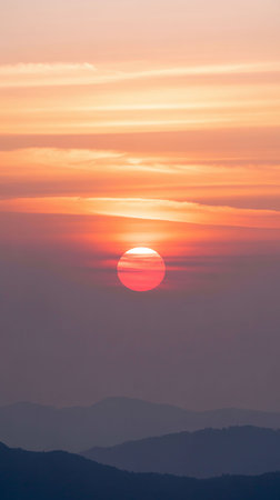 Sunset at Doi Inthanon National Park, Chiang Mai, Thailandの写真素材