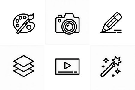 Photography line icons set. Outline symbol collection for web design, mobile app, info graphics on white backgroundの写真素材
