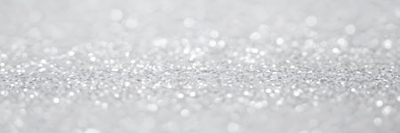 Silver glitter texture christmas abstract background. Web banner with copy space.の写真素材