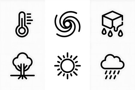 Weather forecast icons set. Outline design elements. Vector illustration.の写真素材