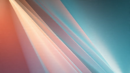 A dynamic abstract background featuring gradient lines in shades of orange, pink, and blue, evoking a sense of movement and energy.の写真素材