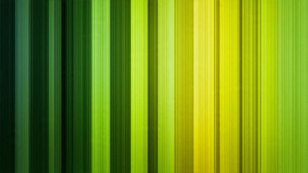 A colorful, gradient striped pattern featuring various shades of green and yellow, creating a vibrant and dynamic visual effect.の写真素材