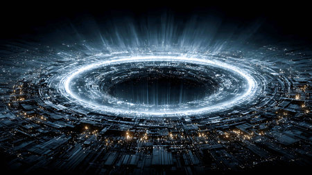 Futuristic city at night as a concept for technology and innovationの写真素材